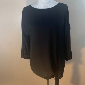 Chico’s Black 3/4 Sleeve Drop Shoulder Tied Waist Top